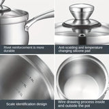 1pc Stainless Steel Sauce Pot With Steaming Grid, With Clear Glass Lid, Ergonomic Handle, Braider, Multipurpose Cooking Pot