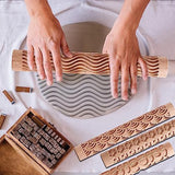 6 PCS Clay Rolling Pin Textured Hand Roller Wooden Handle Pottery Tools Set Durable Easy To Use