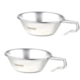 LIXADA 2pcs Stainless Steel Travel Sierra Cup 200ml Measuring Bowl for Backpacking Camping Picnic Cookware
