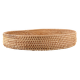 Round Rattan Serving Tray Decorative Woven Ottoman Trays with Handles for Natural()