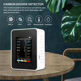 6 in 1 PM2.5 PM10 HCHO TVOC Detector CO CO2 Formaldehyde Monitor Home Office Air Quality Tester,White