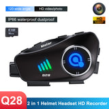 1080P HD Motorcycle Headset Helmet DVR Dashcam IP66 Waterproof Super Wide-angle Lens Q28 Wireless Camera WiFi Bluetooth