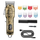 RESUXI JM-106 New All Metal Cordless Clipper 2500mA 4 Hours Salon Use Cutting Trimmer Professional Gold Barber Men Hair