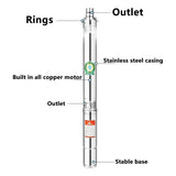 220V 0.95KW Large w Household Stainless Steel Deep Anti Sand High Lift Clean Water Pump Well Agricultural