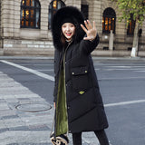 Mid-length hooded down jacket