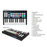 WORLDE Orca mini25 - Portable 25-Key USB MIDI Keyboard Controller with 16 RGB Backlit Trigger Pads and 8 Assignable Control Knobs