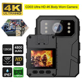 4K Mini Recorder with IPS Screen HD Police Worn Camera, Wearable Portable Body Camera