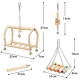 Bird Parrot Toys Wooden Hanging Swing Hammock Chewing Climbing Ladders Perches Pet Cage Accessories
