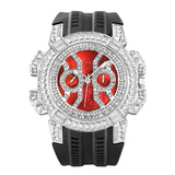PINTIME Men's Watches Sport Diamond Ice Out Spider-Shaped Dial Silicone Strap Fashion Quartz Wristwatch Watreproof Reloj Hombre