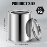 16 Pack Empty Metal Cans With Lids - 0.84 Pint, Small Can, Multipurpose Pail. Uned