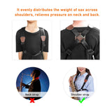 Sax Shoulder Adjustable Padded Leather Strap for Soprano Alto Baritone Saxophone Size S/M/L