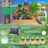 Auto System Solar Powered Drip Irrigation Kit - Built-in 2200mAh Battery, Supports 30 Pots, 7 Timer Modes