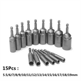 5.5Mm-19Mm Hex Socket Sleeve Nozzles Nut Driver Set Screwdriver Handle Tools Power Drills Impact Drivers