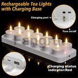 Rechargeable Tea Lights Candles 12 Pcs Rechargeable Candles With Remote Charging Base Led Flameles F