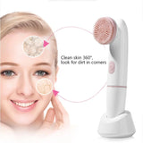 2 in 1 Electric Silicone Face Cleansing Brush Vibration Massage Facial T Zone Deep Clean Remove Exfoliating Acne Skin Care Tools