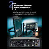 1 Piece Sound Card Studio Record USB Audio Professional 48V Phantom For Recording Red