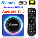 X88 Pro13 Android 13.0 Smart TV RK3528 4GB 64GB Support 8K Video Decoding Wifi6 BT5.0 Media Player Set Top Box