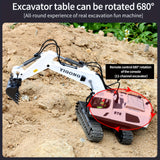 Large 2.4G Alloy Remote Control Excavator Dump Truck Bulldozer Engineering Vehicle Children's Toy