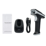 W10T-LS 2D 1D QR Barcode with Screen Display Charging Base BT & 2.4GHz Wireless Scanner for Supermarket Retail Library