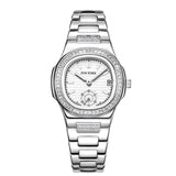 PINTIME Watch for Women Luxury Stainless Steel Strap Quartz Wristwatch Waterproof 3Bar Calendar Girls Watch Casuals Reloj Mujer