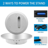 Motorized Rotating Stand, 7.87Inch,Mirror Covered 360 Degree Turntable Display Stand for Photography (White)