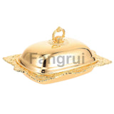 Butter Dish Storage Holder Delicate Design For Home Use Golden 20x15cm Food Preservation 1set