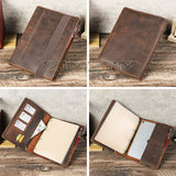 A4 Business Loose-leaf Detachable Book Binder Tabs Notepad Thick Brown Portable Leather Notebook Cover