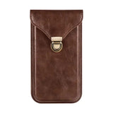 Holster Carabiner Clip Mobile Phone with Brass Spring Lock Men's Faux Leather Belt Bag for Cellphone