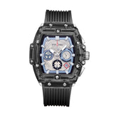 PINTIME Men's Watch Top Brand Luxury Transparent Case Hollow Dial Quartz Watch Waterproof Sport Calendar Wristwatch Reloj