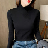 Pure Color Trendy Slim Fit Dralon Bottoming Shirt