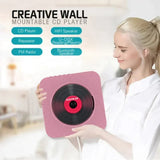 CD Bluetooth Speaker Stereo Wall-Mounted Record Player with Remote Control FM Radio Built-in HiFi Speakers USB MP3