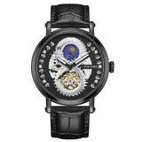 PINTIME Men's Watches Luxury Leather Strap Automatic Mechanical WristWatches 3D Dragon Emboss Business Waterproof Reloj Hombre