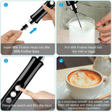 3 In 1 Wireless Milk Frother Handheld Foam Maker Lattes Coffee Whisk Mixer Foamer for Cappuccino Frappe Matcha Frothing Wand