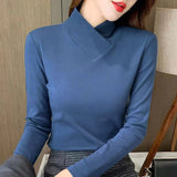 Pure Color Trendy Slim Fit Dralon Bottoming Shirt