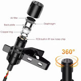 USB Microphone Lavalier Black Plastic PC Omnidirectional Condenser Lavalier Clip On Mic For Computer, Mac, Laptop