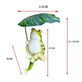 Garden Micro-Landscape Statue - Resin Frog Figurine Holding A Leaf. Realistic Cute Animal Miniature for Home & Office.