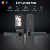 Wafu with 120° Wide-angle Camera and Smart Doorbell Keyless Entry Handle Aluminum Alloy Biometric Door Lock
