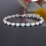 Silver Plated Oval Opal Bracelet Women's Jewelry