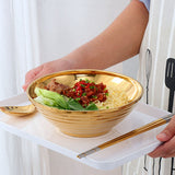 2X Round Noodle Food Bowl Double Layer Anti-Scalding Tableware For Hot Pot Sauce Soup Rice Big Ramen Bowl Rainbow No.0