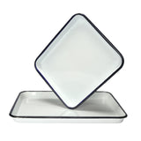 1PCS Handcrafted Vintage Tray White Enamel Home Cake Oven Baking Tray Square Retro Plates