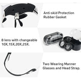 Magnifying 10X 15X 20X 25X 2LED Light Lamp Head Loupe Jeweler Headband Magnifier Eye Glasses Optical Glass Tool Repair