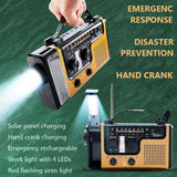 Multifunctional Solar Hand Crank AM FM SW Emergency Weather Radio with Flashlight 2000mAh Phone Charger Power Bank