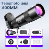 400MM Phone Telephoto for Smarphone Zoom with Universal Lens Clip Cleaning Cloth Storage Bag