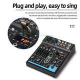 M4 4 Channel Bluetooth Mini Audio Mixer Sound Card DJ 16 Digital Effects Noise Reduction Console USB Recording For Singing Video