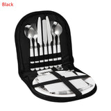 BBQ Camping Cutlery Kit Camping Travel Cutlery Kit Outdoor Picnic Tableware Plate Spoon Wine Opener Fork Napkin Cutlery Set