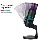 Mobile Phone Type-c Condenser Microphone 10 Modes RGB Rotation One Button Mute Adjustable Mic Desktop PC Accessories