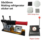 50x50mm Square Refrigerator Soft Magnets Fridge Sticker Making hine With 100Pcs Badge Parts And Paper Cutter