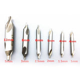 6 PCS HSS Combined Center Drills Bit Set Countersink 60 Degree Angle 5/3/2.5/2/1.5/1 mm