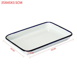 1PCS Handcrafted Vintage Tray White Enamel Home Cake Oven Baking Tray Square Retro Plates