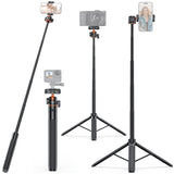 140cm/55in Selfie Stick Tripod Stand with Flexible Ball Head Phone Holder 1/4 Inch Screw Connection for Smartphone